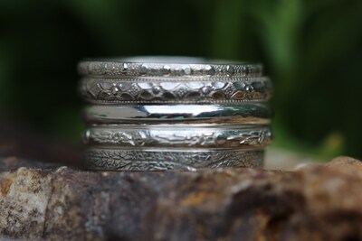 Stacking Silver Rings * Solid Sterling Silver* Set of 5 Rings * Minimalist Ring Set  *  Any Size - image3